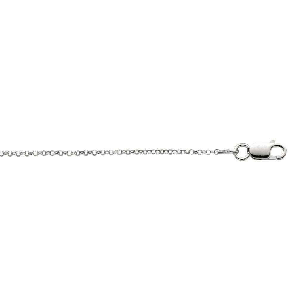 Sterling Silver 1.4mm Rhodium Diamond Cut Rolo Chain 18" Necklace Lobster Lock - JewelStop1