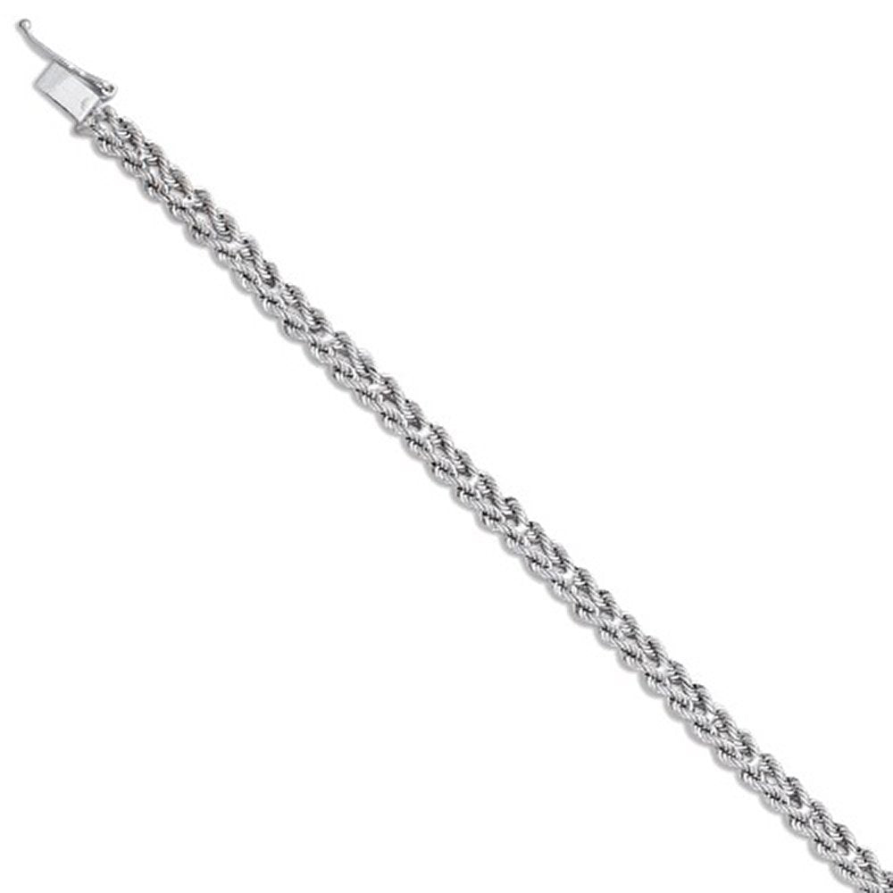 14k White Gold 5mm Multi-line Rope Bracelet 8" - JewelStop1