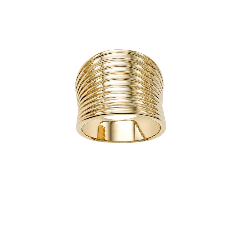 14K Yellow Gold Stripe Design Ring, Size 7 - JewelStop1