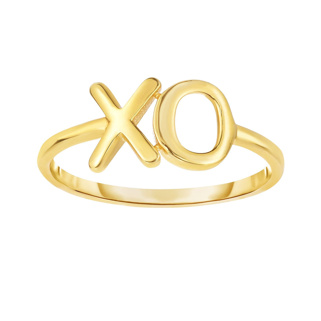 14k High Polished Yellow Gold Shiny "x" And "o" Top Fancy Ring Size 7 - JewelStop1