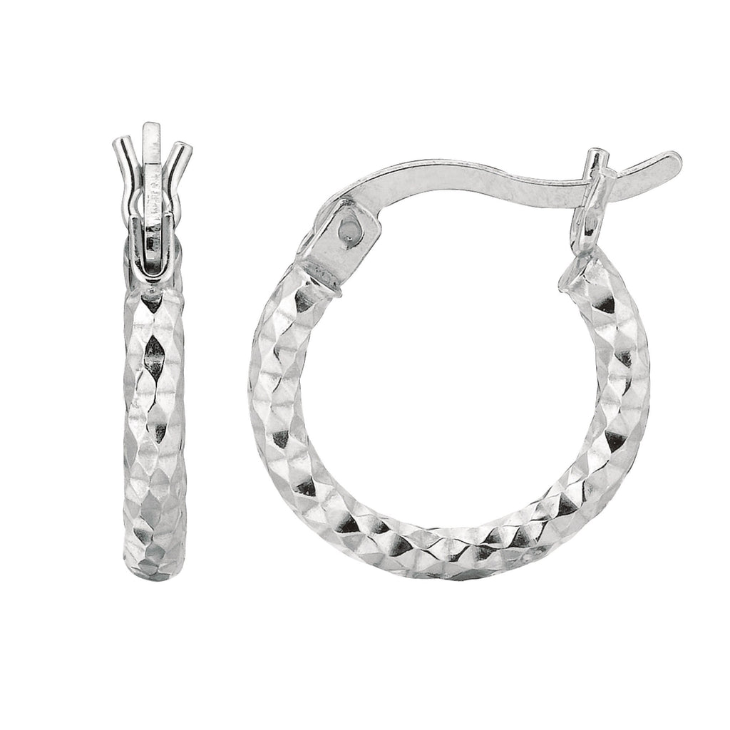 Sterling Silver Rhodium Finish Small Weave Hoop Earrings - 15 x 2 mm - JewelStop1
