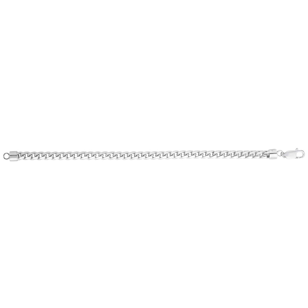 Sterling Silver with Rhodium Finish 6mm Diamond-Cut Round Franco Chain - JewelStop1