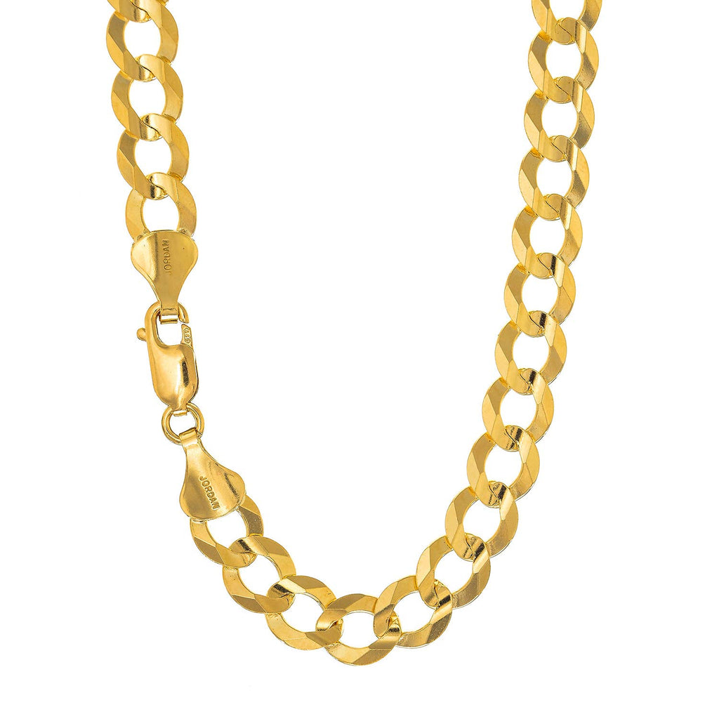 10k Solid Yellow Gold 8.2 mm Comfort Curb Chain Bracelet Necklace 8.5" 22" 24" 30" Lobster Claw Clasp - JewelStop1