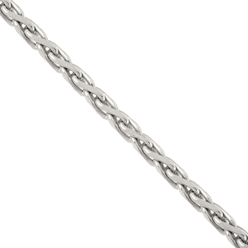 925 Sterling Silver Rhodium Plated 2.2mm Spiga Chain Necklace 18" Lobster Claw - JewelStop1