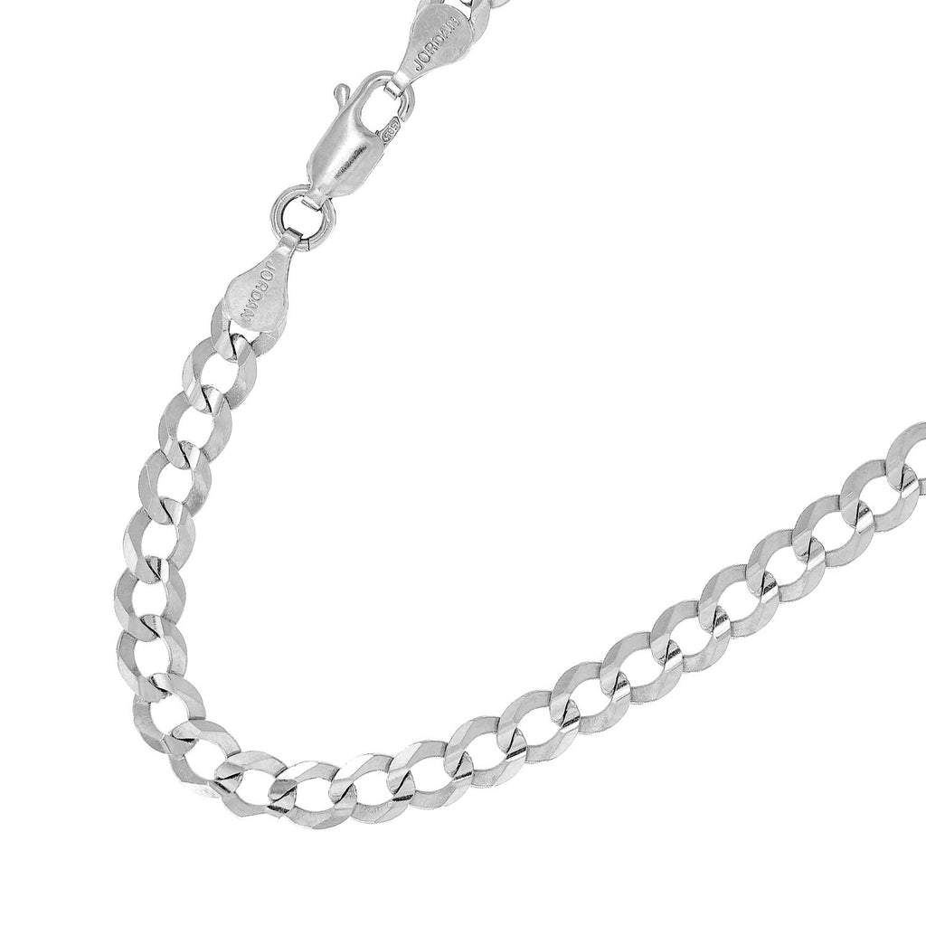 925 Sterling Silver Rhodium Plated 7.8mm Curb Chain Necklace 20" Lobster Claw - JewelStop1