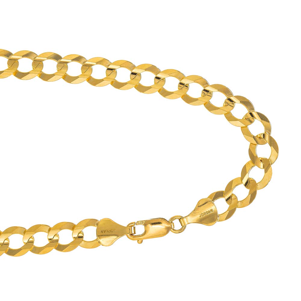 10k Solid Yellow Gold 8.2 mm Comfort Curb Chain Bracelet 8.5" Lobster Claw Clasp - JewelStop1
