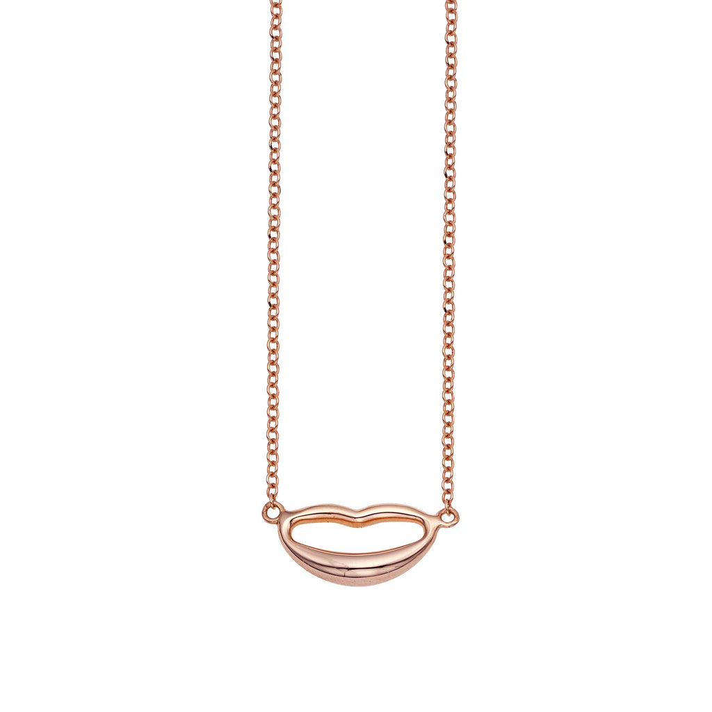 14k Rose Gold 7.9x19mm Polished Extendable Lips Necklace with Lobster Clasp 18" - JewelStop1