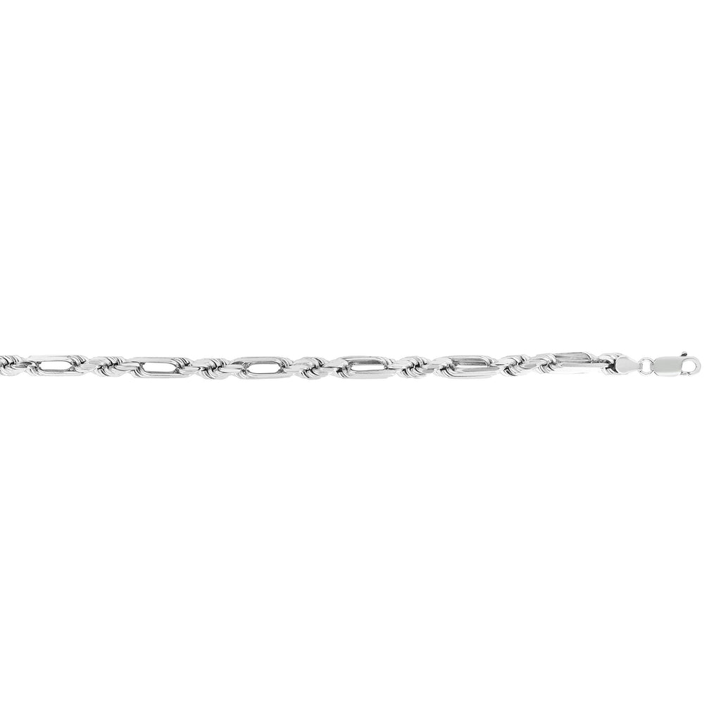 Sterling Silver with Rhodium Finish 6mm Diamond-Cut Milano Figarope Bracelet - JewelStop1