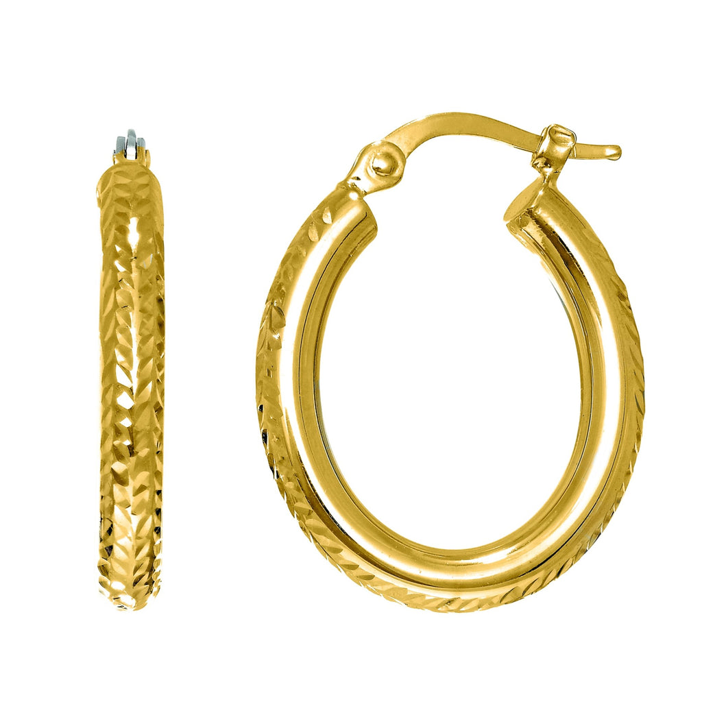 14k Yellow Gold 18mm X 22mm Oval Hoop Earrings - JewelStop1