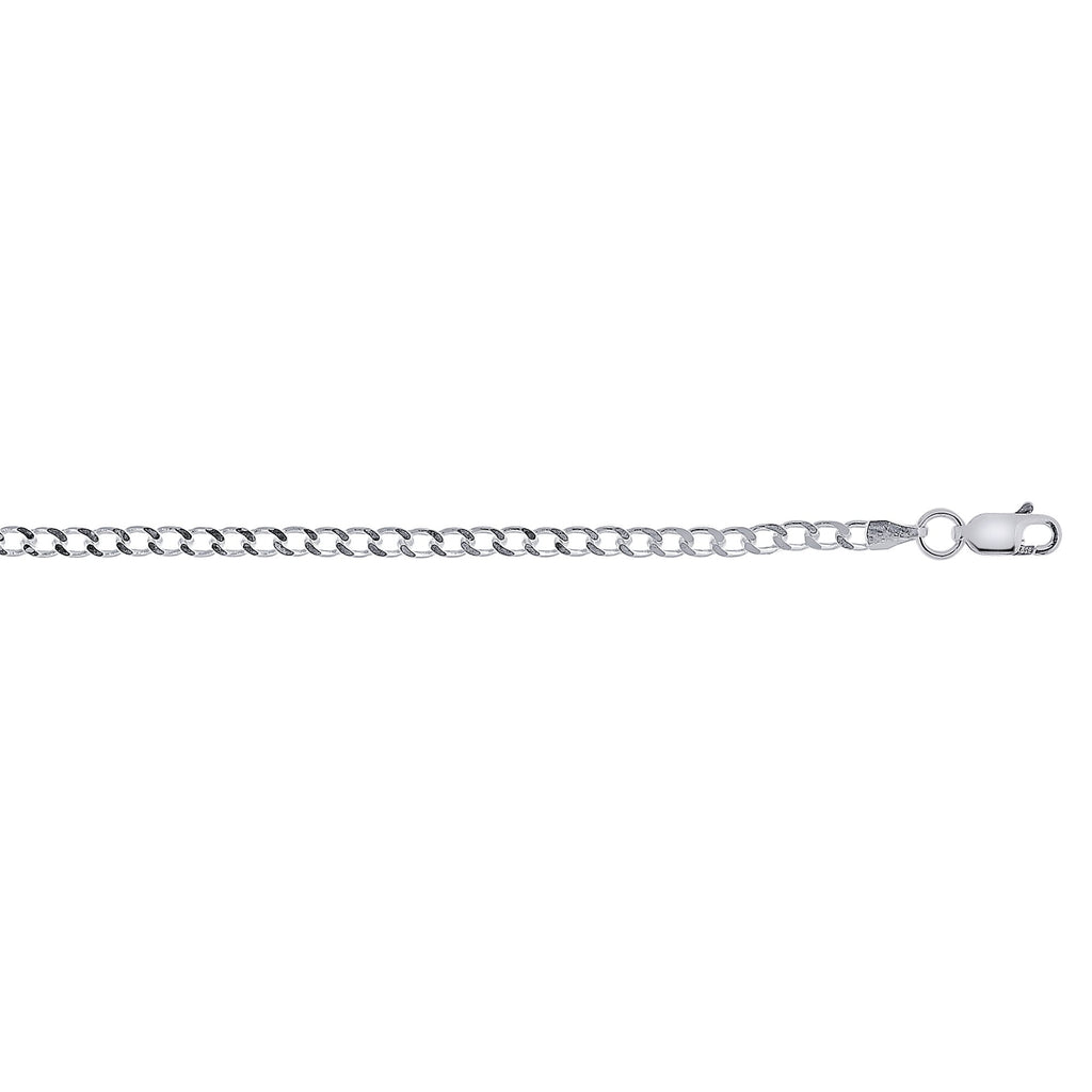 Men's Sterling Silver Italian Solid Curb Link Chain 3mm Necklace 24" - JewelStop1