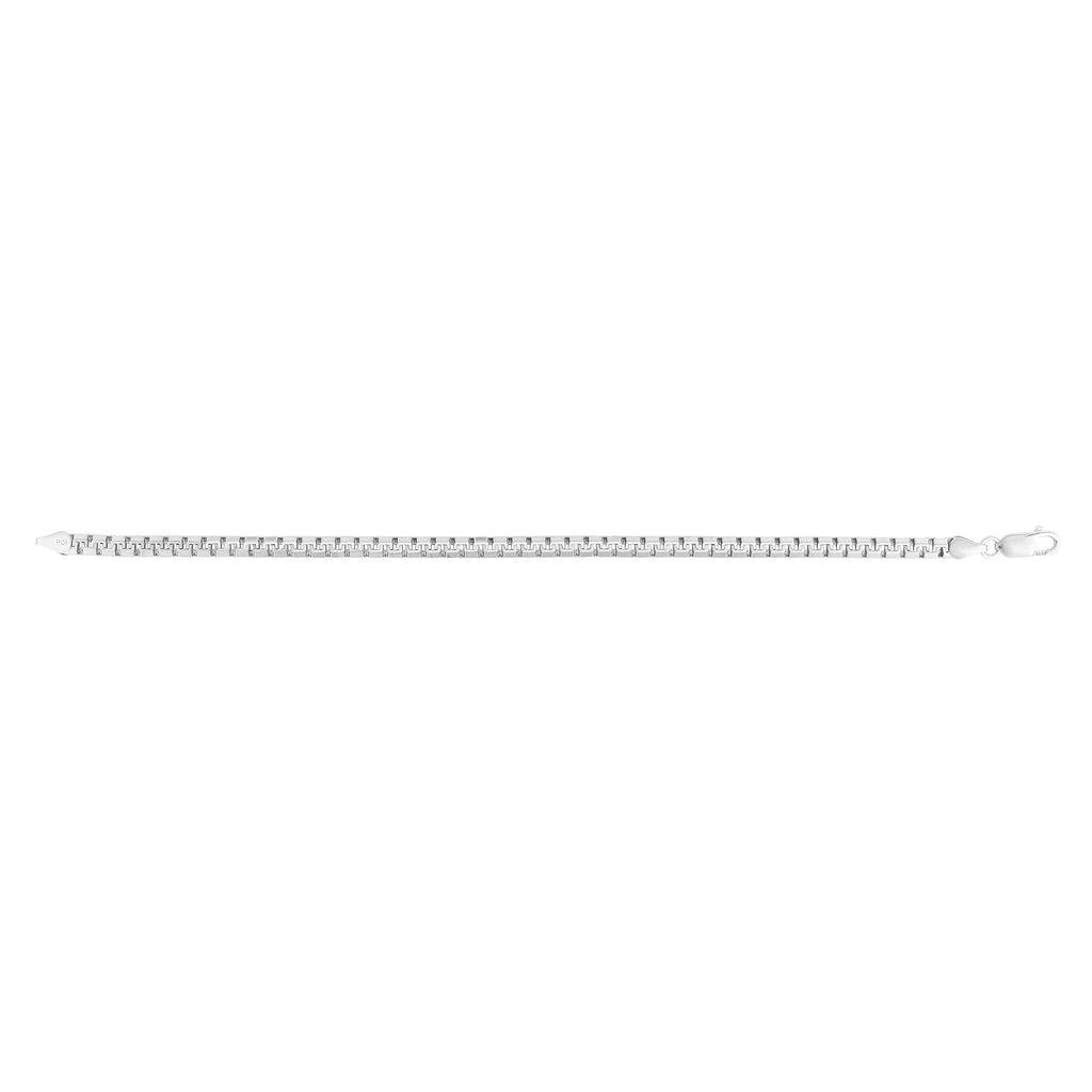 Sterling Silver with Rhodium Finish 2mm Polished Greek Box Chain, Lobster Clasp - JewelStop1