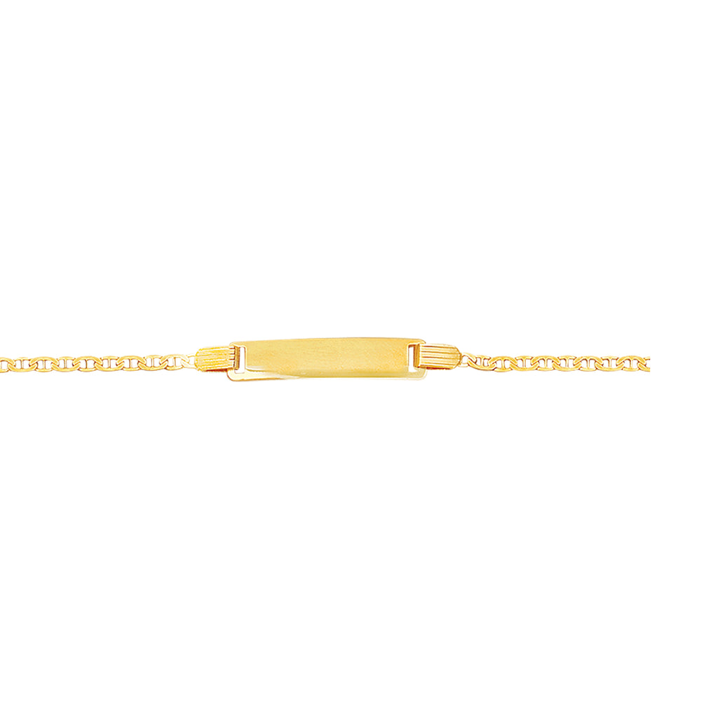 14K Yellow Gold 5mm Engravable Mariner Chain ID Bracelet 6" - JewelStop1