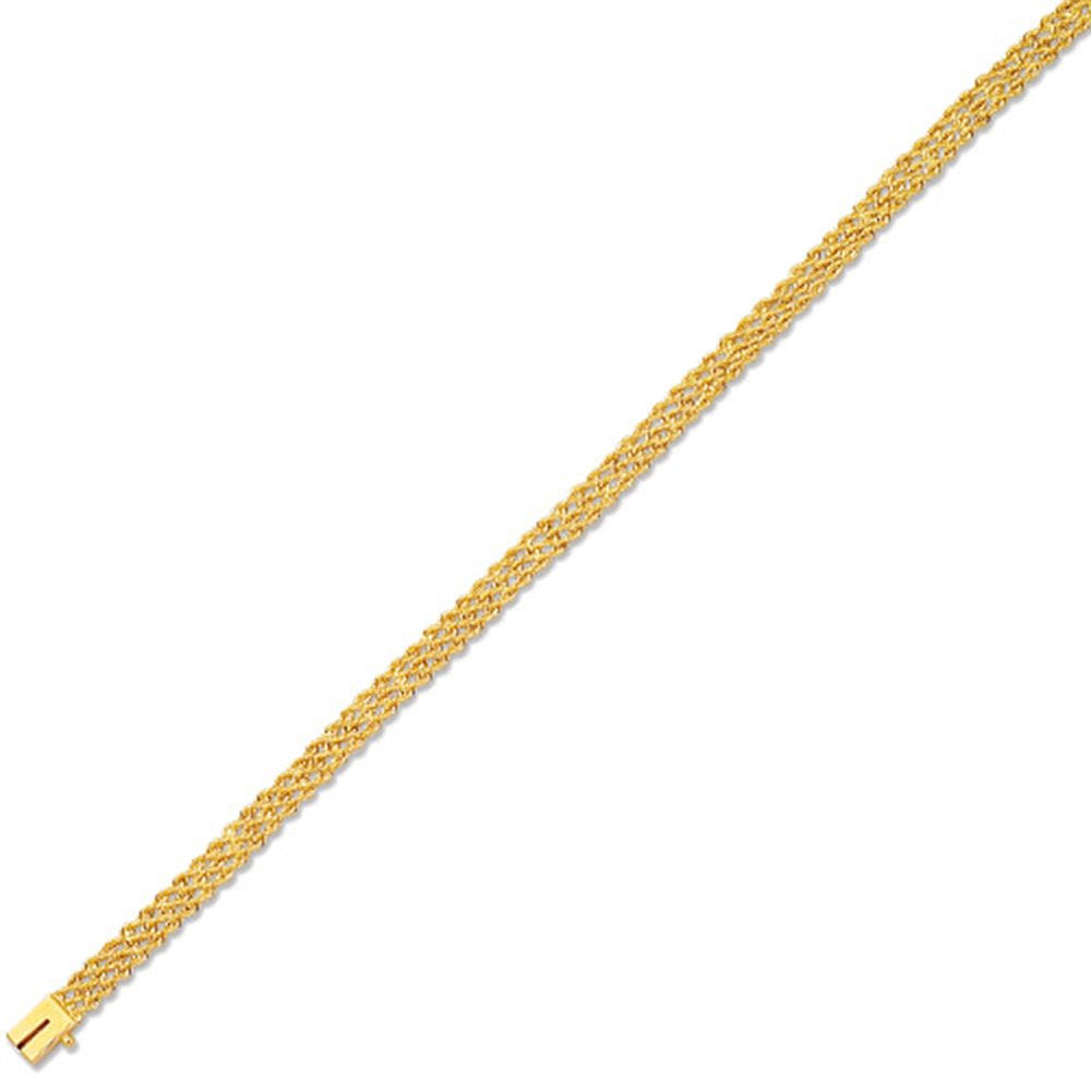 14k Yellow Gold 4.5mm Triple Rope Bracelet 8" - JewelStop1