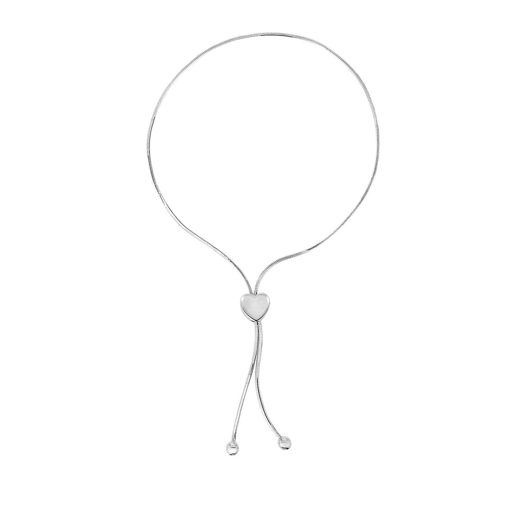 14K White Gold Heart Bracelet, Draw String Clasp - 9.25 - JewelStop1