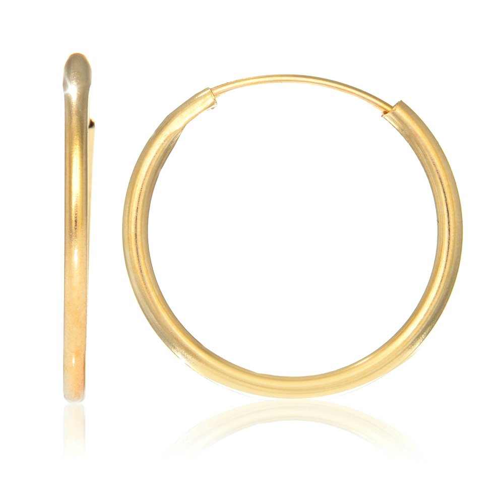 14K Yellow Gold Endless Hoop Earrings 10mm 12mm 14mm 16mm 18mm 21mm 25mm - JewelStop1