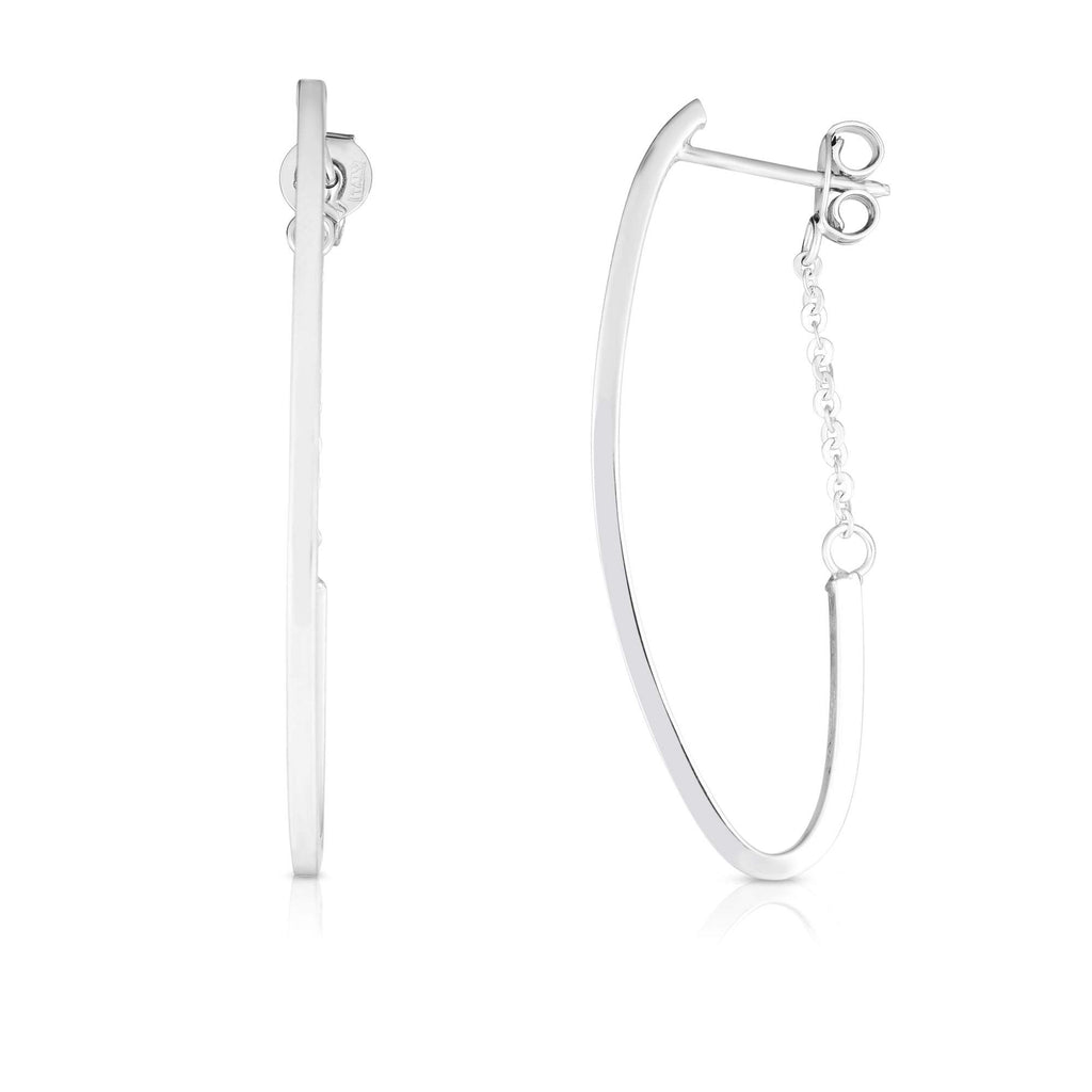 14K White Gold Finish Hoop Earrings With Push Back Clasp - JewelStop1