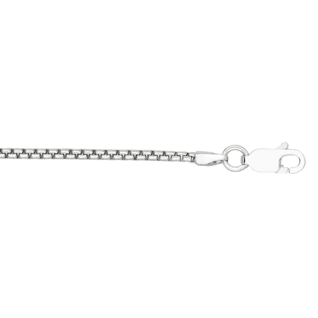 Sterling Silver Rhodium 1.4mm Round Box Chain 24" Necklace Lobster Lock - JewelStop1