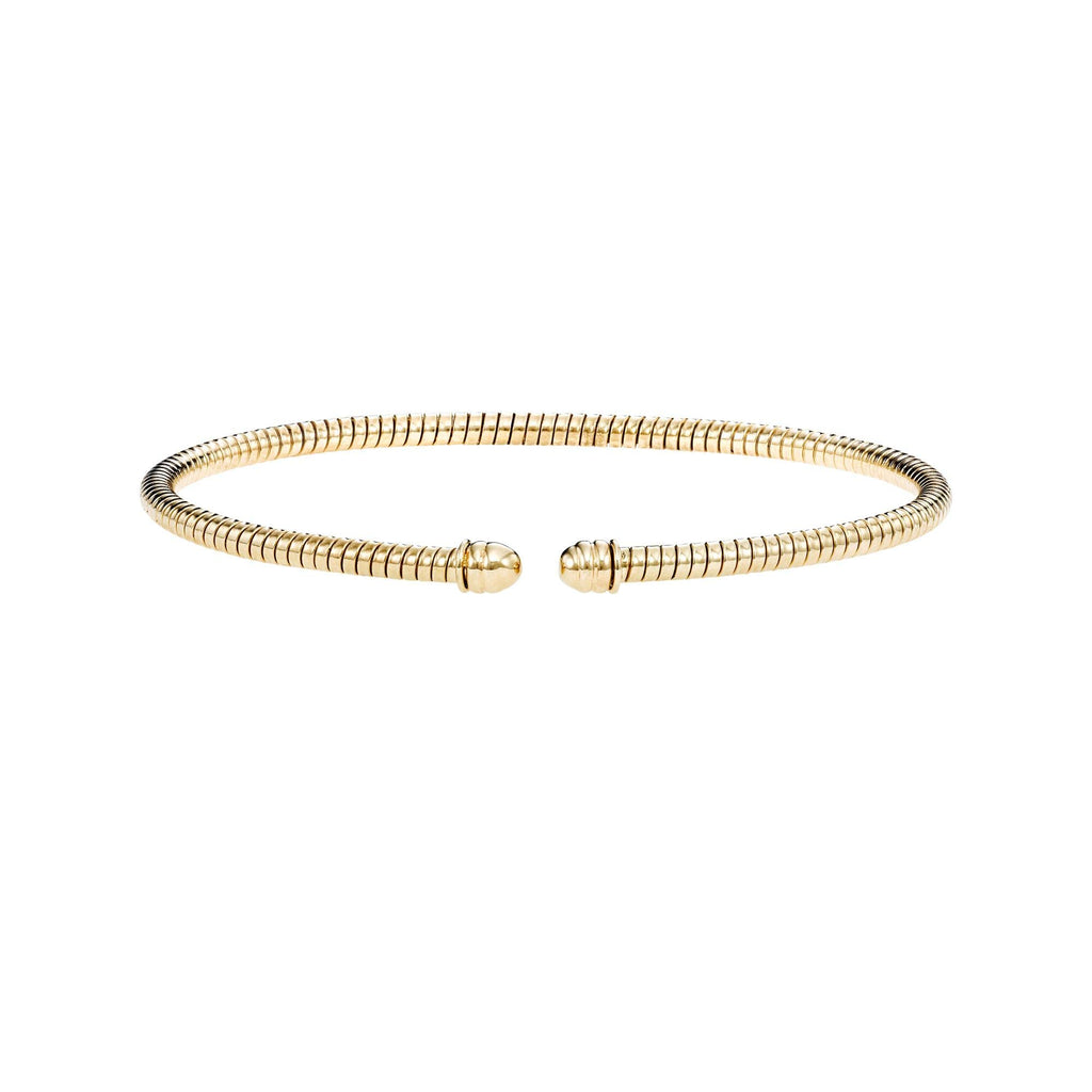 14K Yellow Gold Sprial Design 3mm Bangle - 7" - JewelStop1