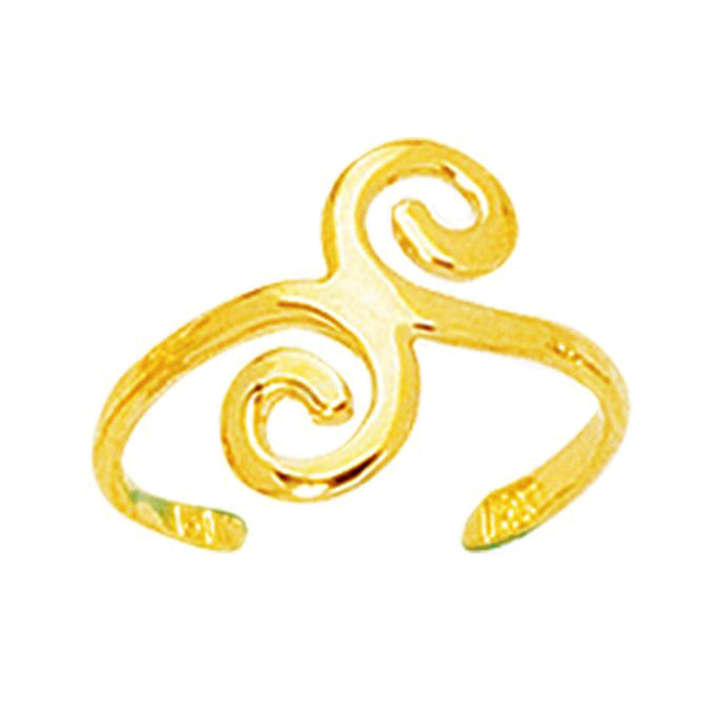 14k Yellow Gold Swirl Design Toe Ring - JewelStop1