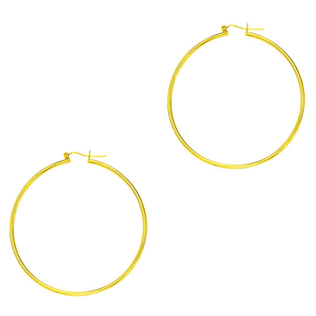 14k Yellow Gold Hoop Earrings - 25 mm X 1 mm , (1/16" x 1") - JewelStop1