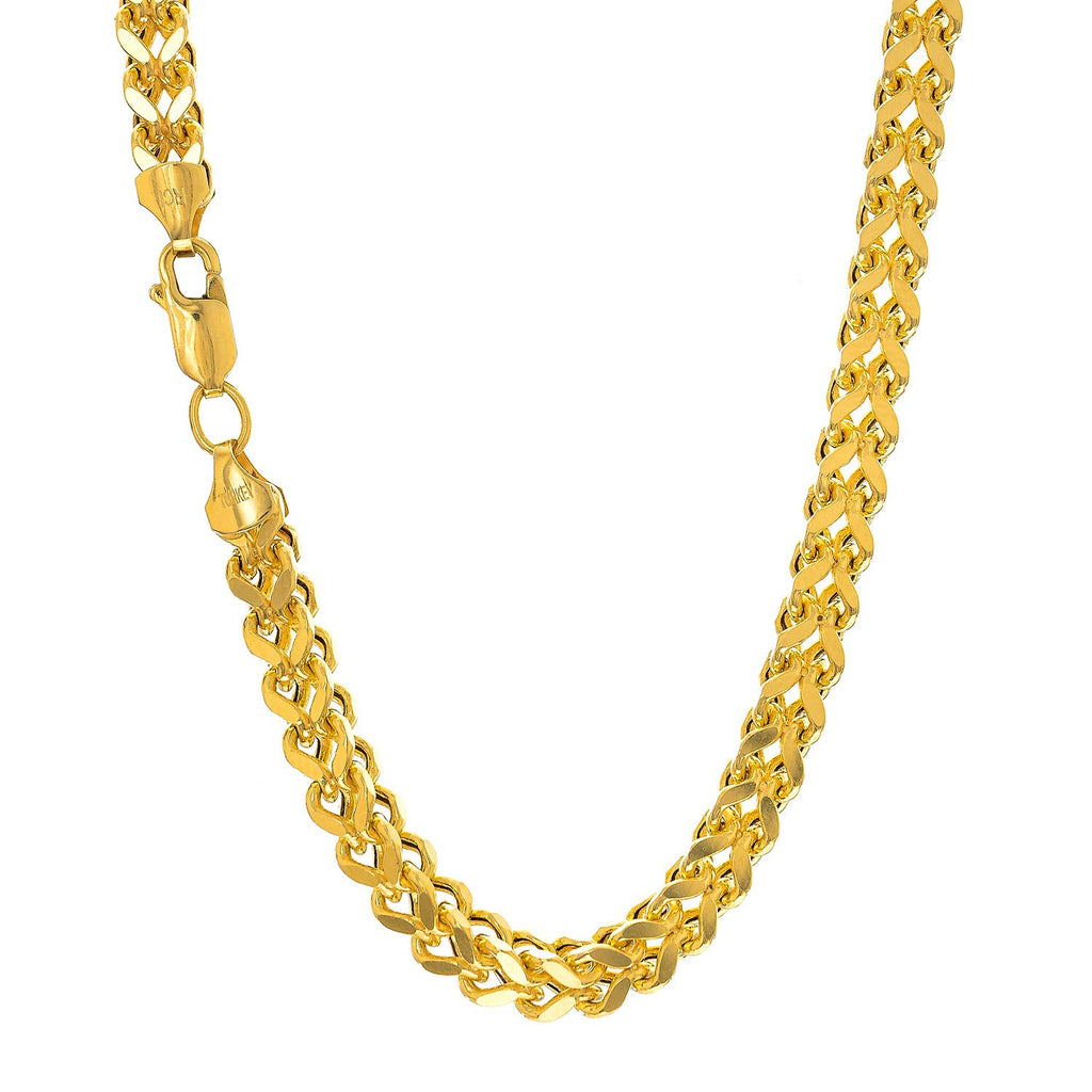 14K Yellow Gold 6.4mm Square Franco Chain Anklet 9" - JewelStop1