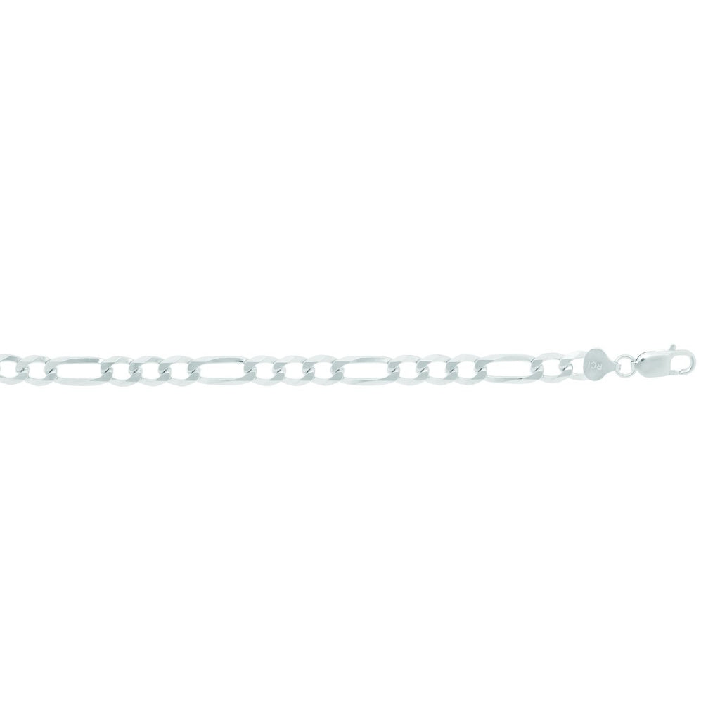 925 Sterling Silver Rhodium Plated 7.8mm Figaro Chain Necklace 20" Lobster Claw - JewelStop1