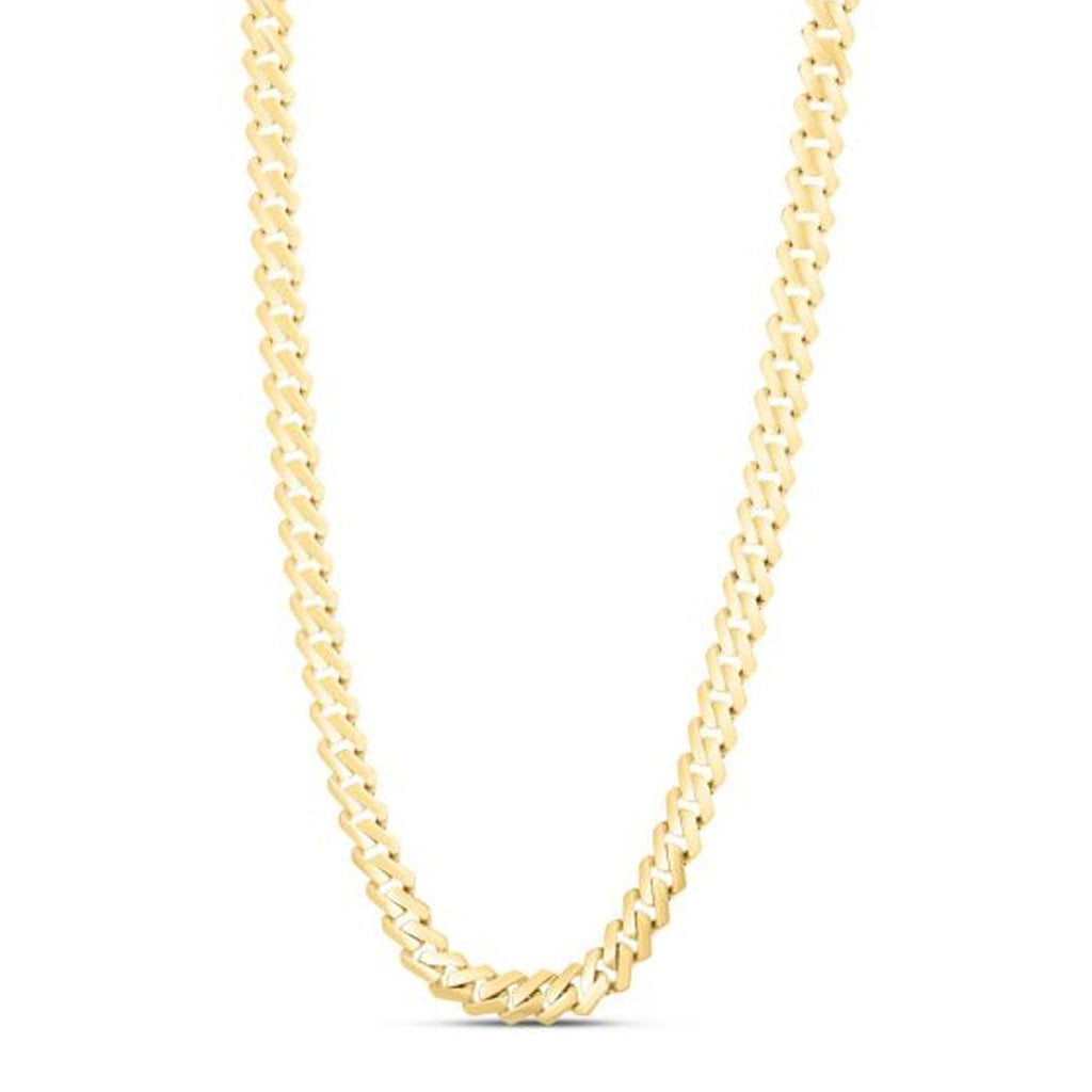 JewelStop 14k Yellow Gold 9.5mm Monaco Edge Chain Chain Necklace, Box with Both Side Push Clasp