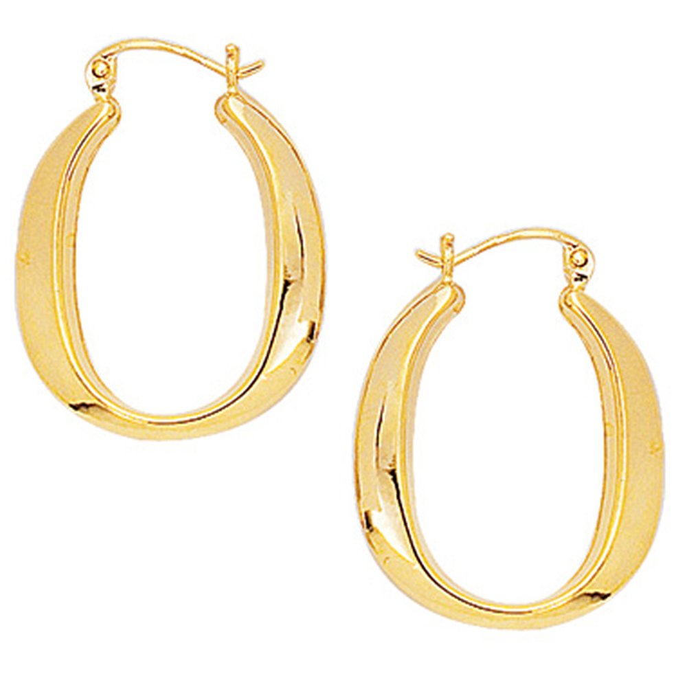 14k Yellow Gold 20mm X 25mm Oval Hoop Earrings - JewelStop1