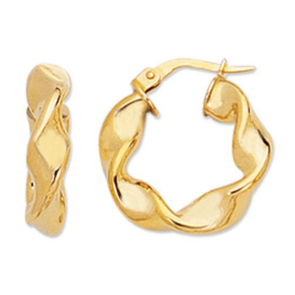 14k Yellow Gold 20mm X 5mm Twisted Round Hoop Earrings - JewelStop1