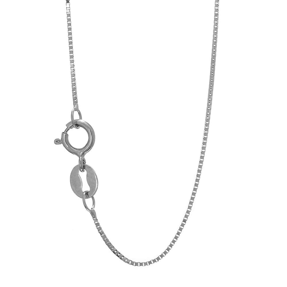 925 Sterling Silver 0.6mm Rhodium Diamond-Cut Box Chain 16" Necklace Spring Ring - JewelStop1