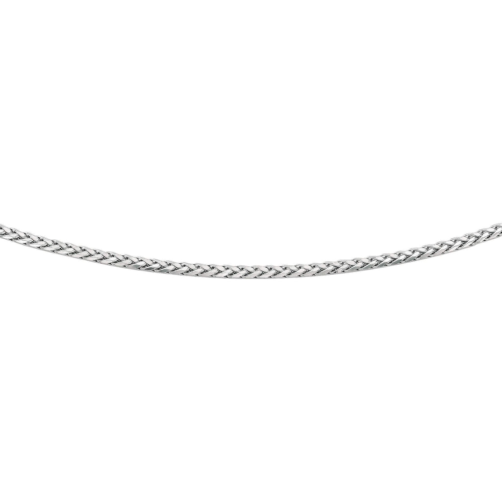 Sterling Silver with Rhodium Finish 3.10mm Diamond-Cut Round Wheat Men's Chain - JewelStop1