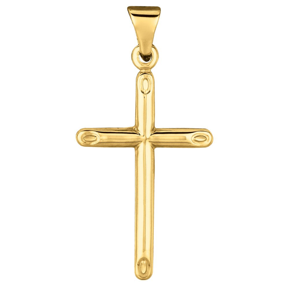 14k Yellow Gold Semi-Solid High Polish Cross Pendant - JewelStop1
