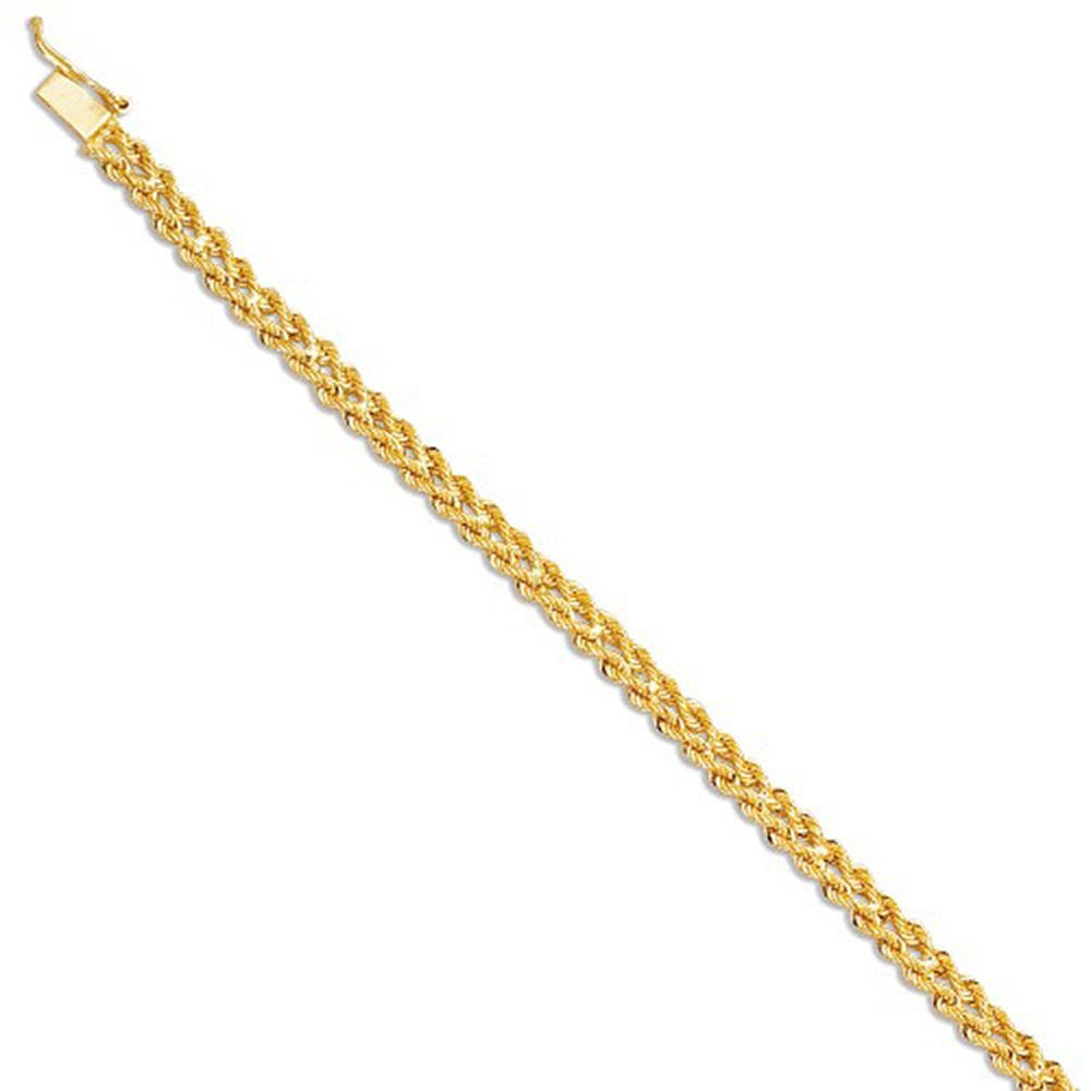 14k Yellow Gold 5mm Multi-line Rope Bracelet 8" - JewelStop1