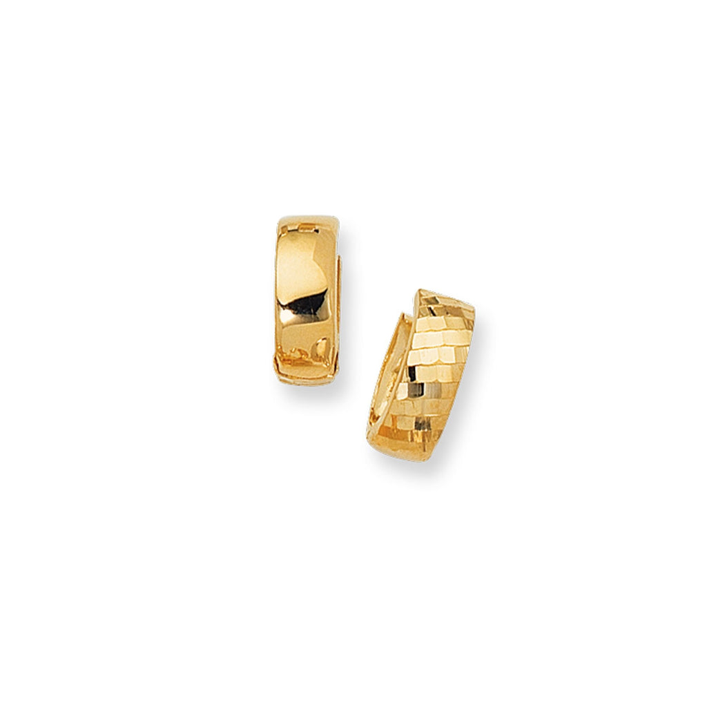 14k Yellow Gold 15mm X 5mm Huggies Earrings new - JewelStop1