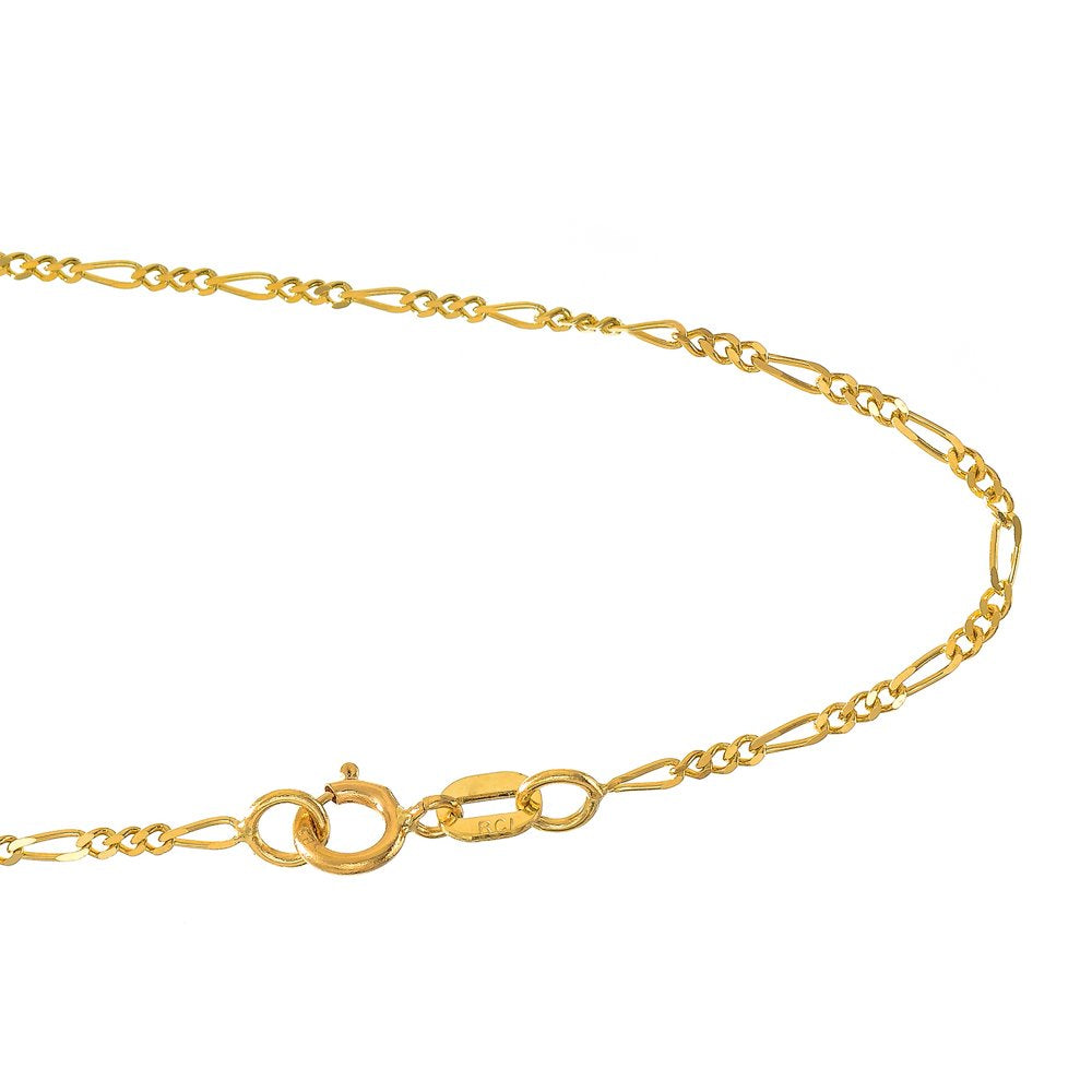 10k Solid Yellow Gold 1.9 mm Figaro Chain Bracelet 7" - JewelStop1