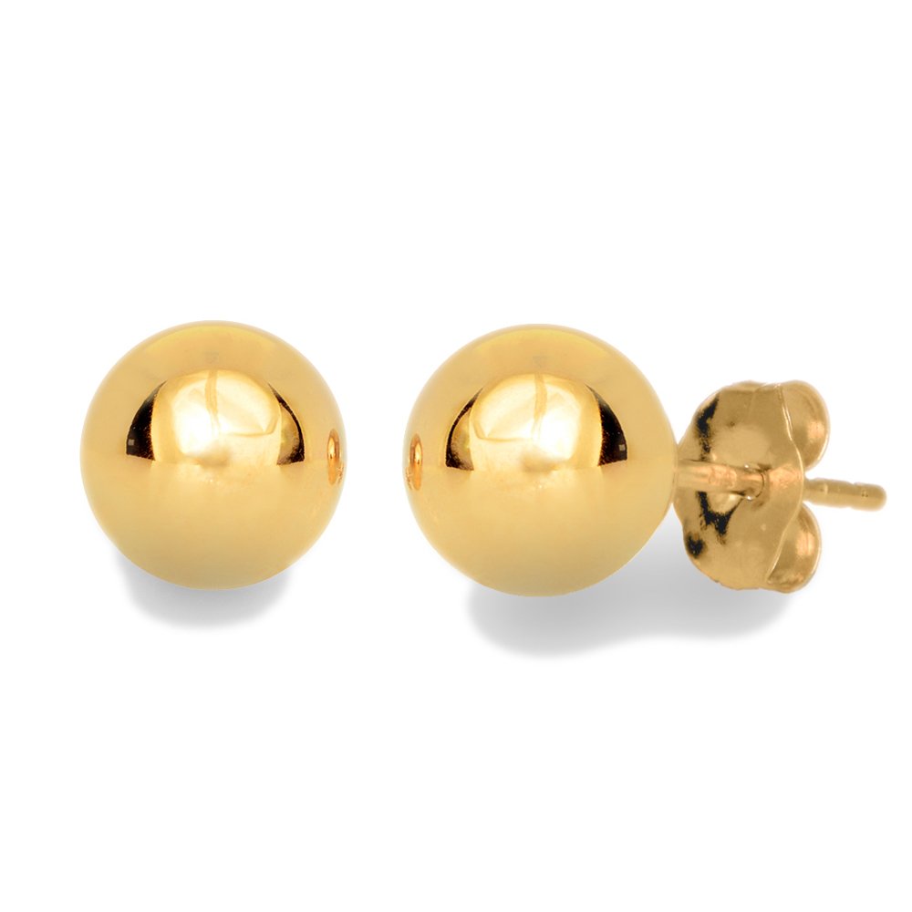 14k Real Yellow Gold 5 mm Ball Stud Earrings - JewelStop1
