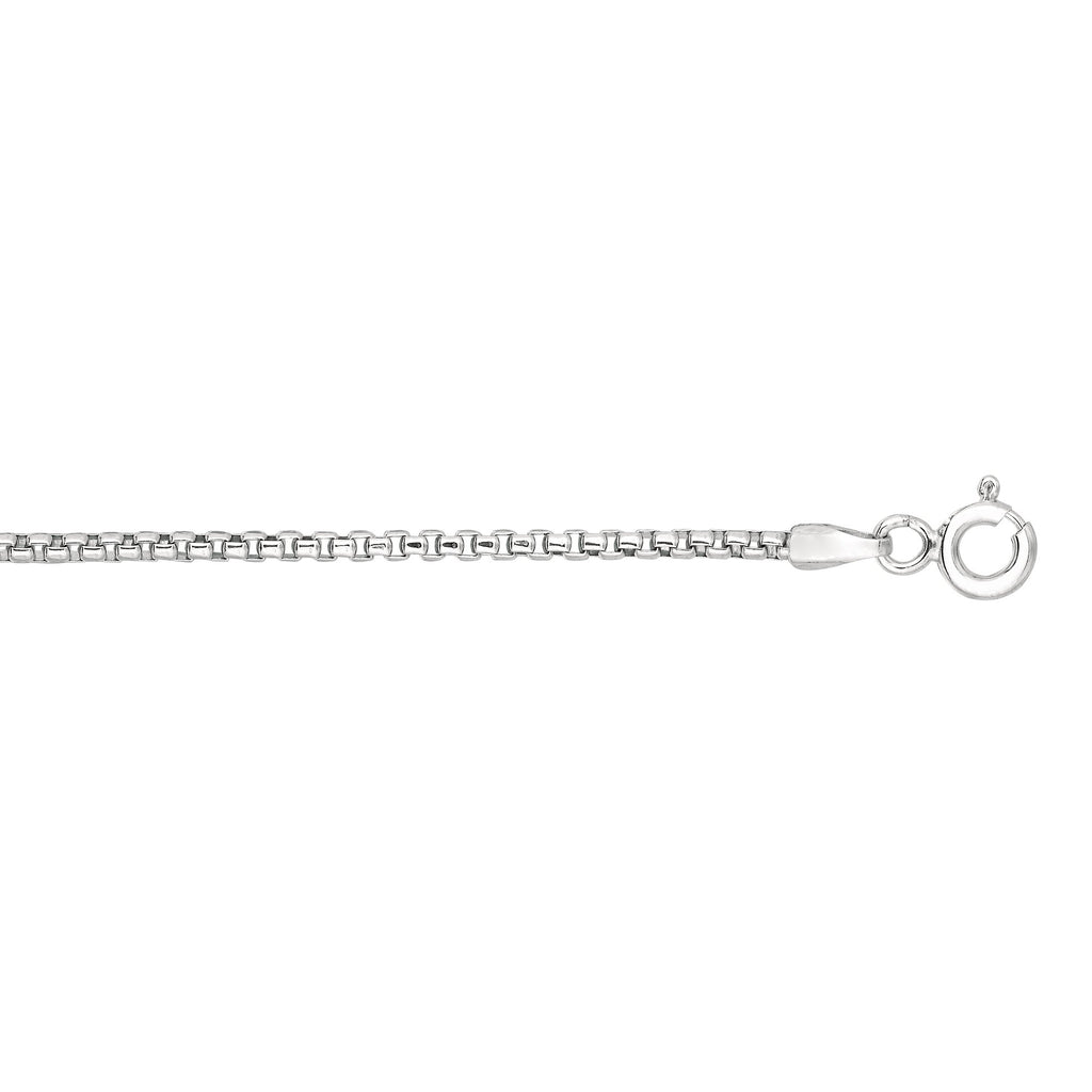 925 Sterling Silver Rhodium Plated 1.0mm Round Box Chain Necklace 16" - JewelStop1