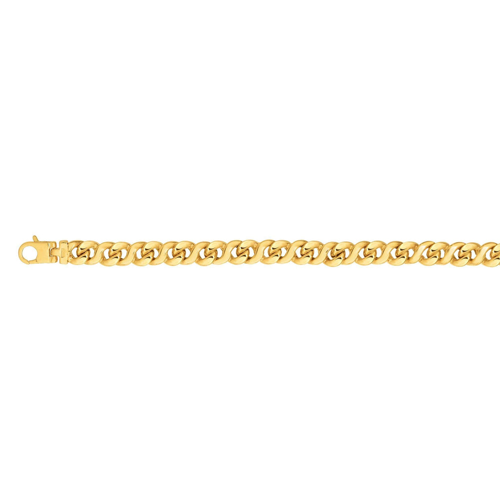 14K Yellow Gold 8mm Shiny Oval Bracelet, Lobster Clasp - JewelStop1