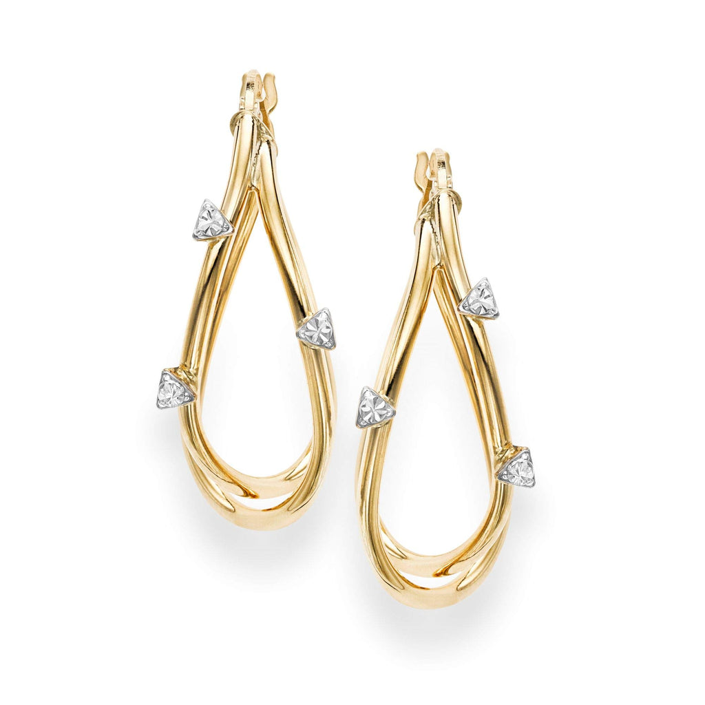 14K Yellow Gold 18x28mm Shiny Diamond-Cut Oval Hoop Fancy Earrings, Hinged Clasp - JewelStop1