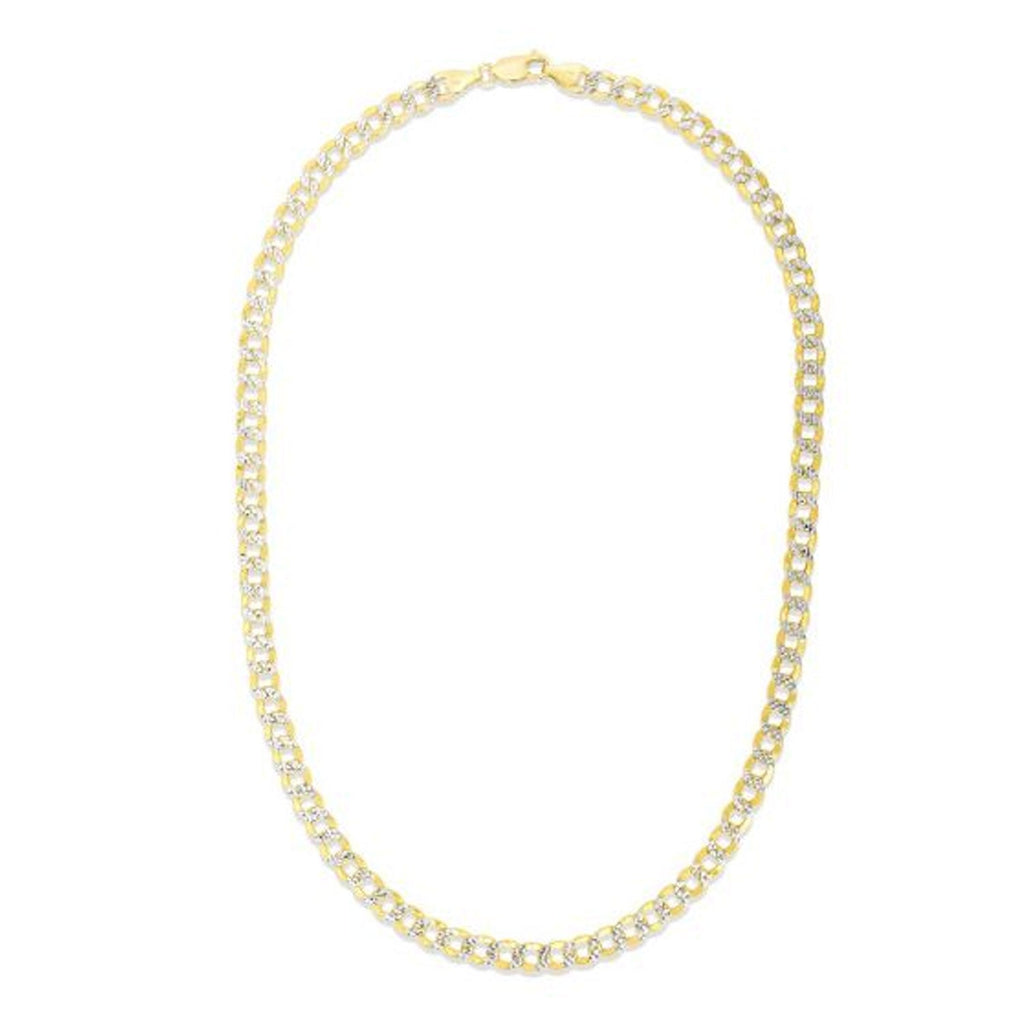 JewelStop 14k Yellow Gold 6.2mm Lite White Pave Curb Chain Chain Necklace with Lobster Clasp