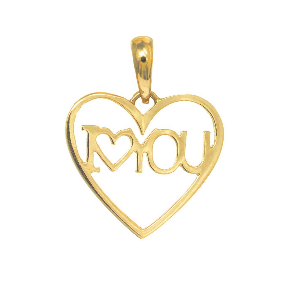 14K Real Yellow Gold I Love Heart You Charm Pendant - JewelStop1