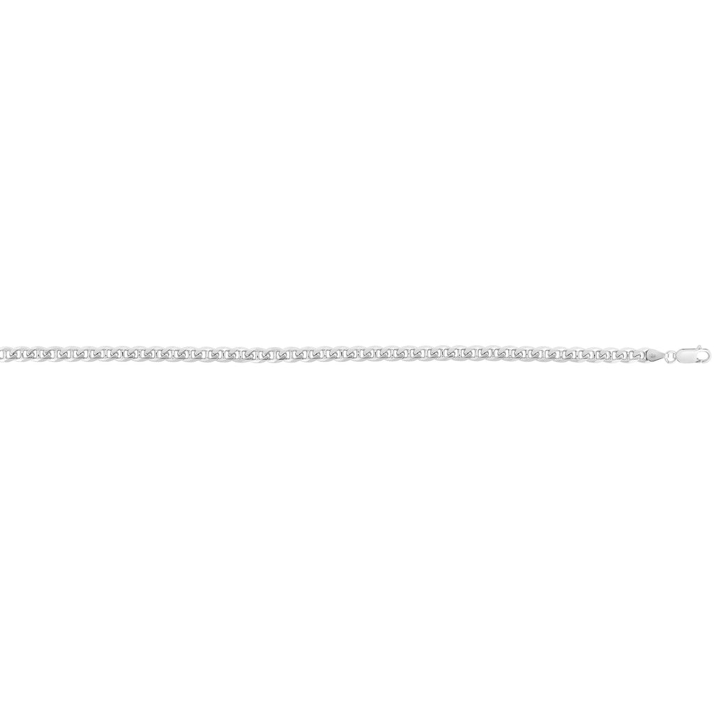 Sterling Silver with Rhodium Finish 5.6mm Polished Classic Mariner Necklace - JewelStop1