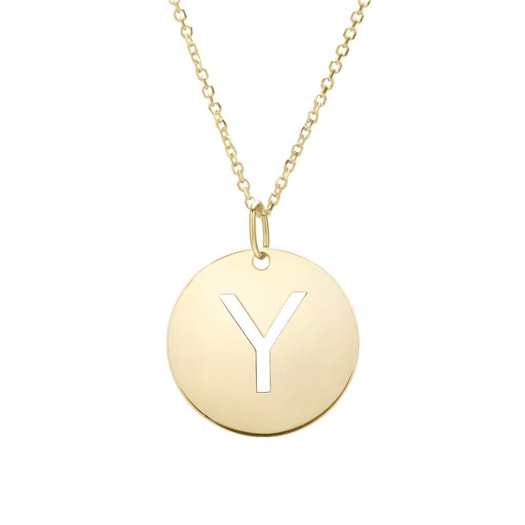 14k Yellow Gold 15mm Initial-Y Pendant, 18" 0.8mm Extendable Classic Cable Chain - JewelStop1