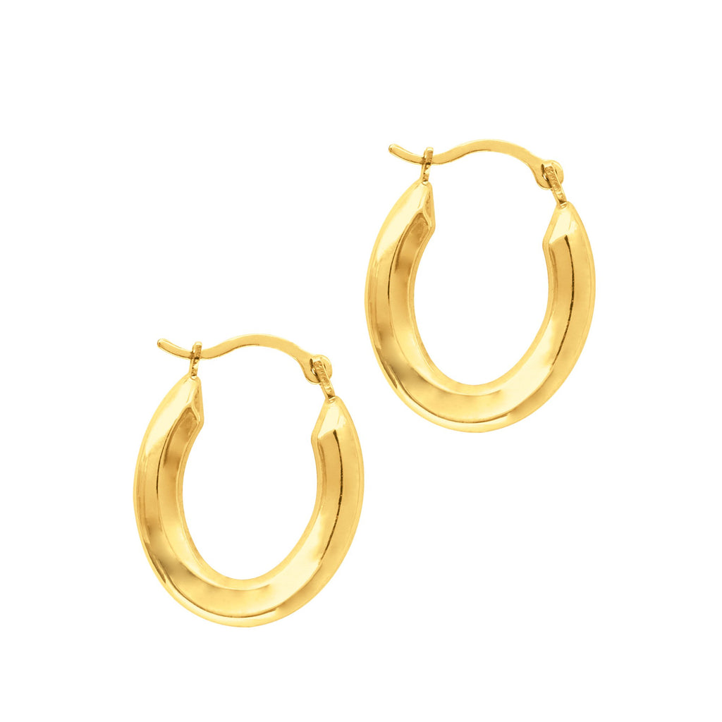 10K Yellow Gold Polished Oval Like Hoop Earrings - JewelStop1