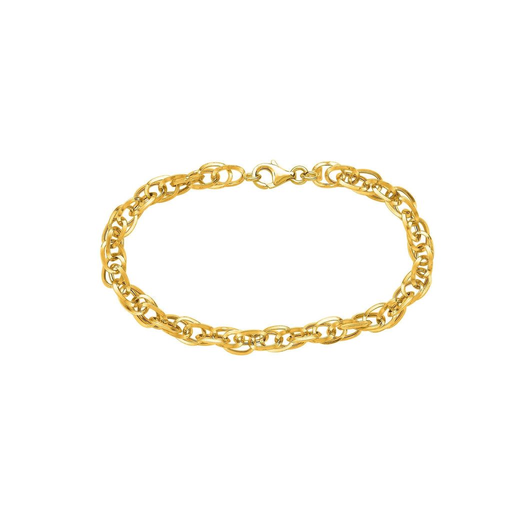 14 Yellow Gold Euro Link Bracelet, Lobster Clasp - JewelStop1