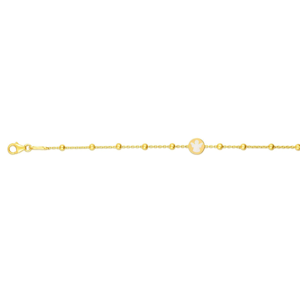 14K Yellow Gold Element:6mm Shiny Fancy Angel Bracelet, Lobster Clasp - JewelStop1