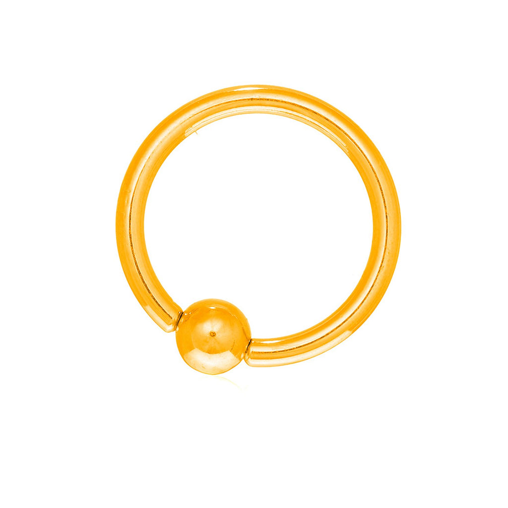 14K Solid Gold Nipple Captive Ball Closure Bead Ring Body Jewelry 14mm Gauge - JewelStop1