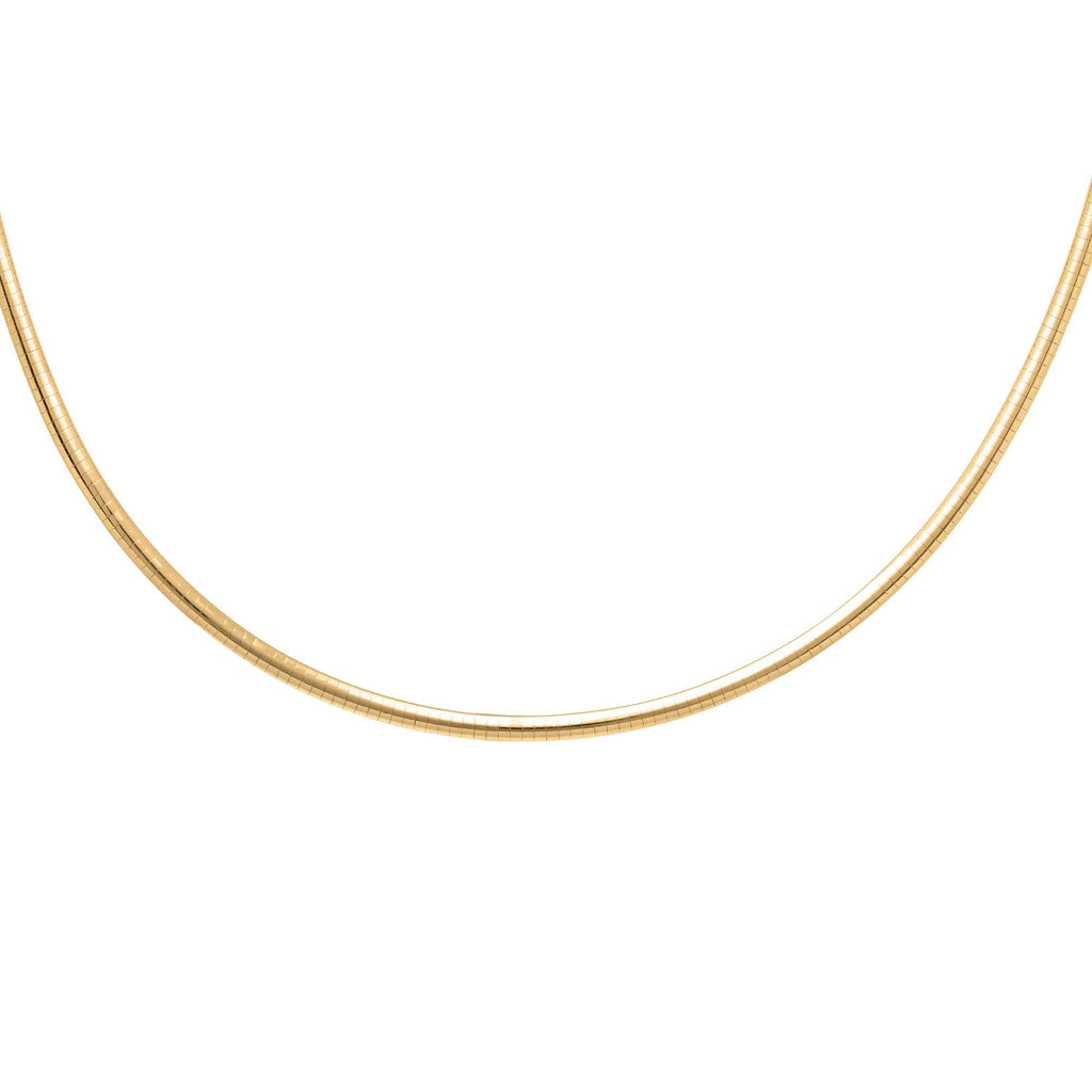Sterling Silver Rhodium Yellow Finish 4.0mm Domed Two Tone Revers Omega Necklace - JewelStop1