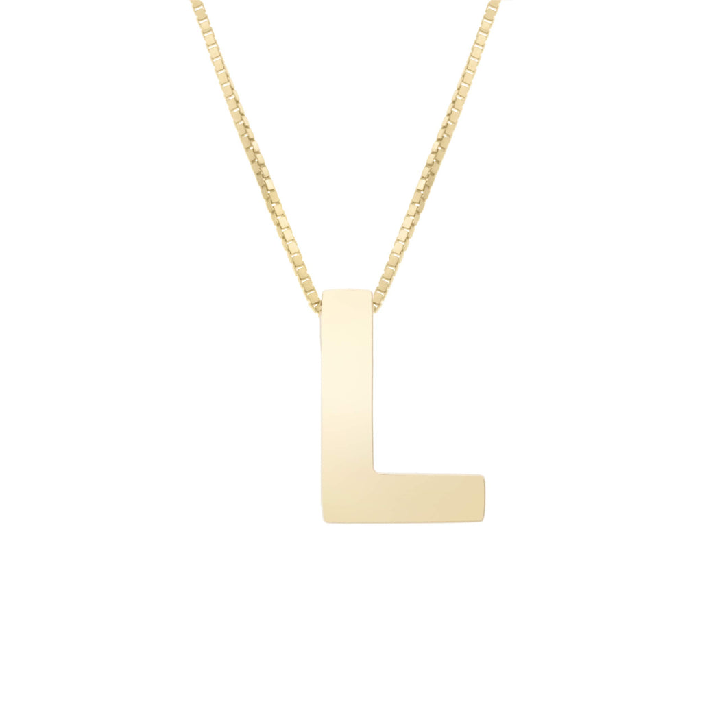 14k Yellow Gold 10x7mm Polished Initial-L Necklace with Lobster Clasp 18" - JewelStop1