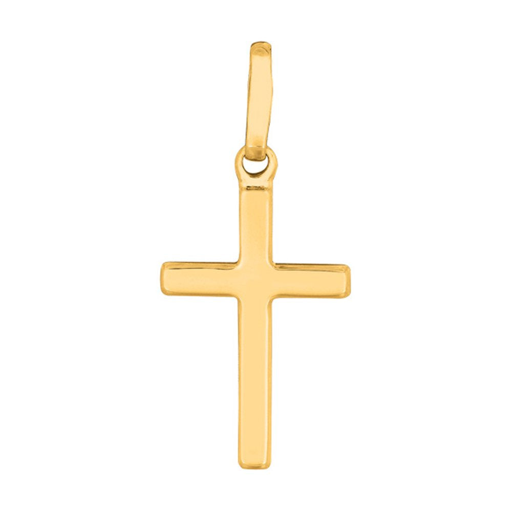 14K Yellow Gold High Polish Cross Pendant - JewelStop1